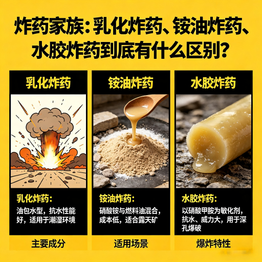 临颍炸药家族：乳化炸药、铵油炸药、水胶炸药到底有什么区别？